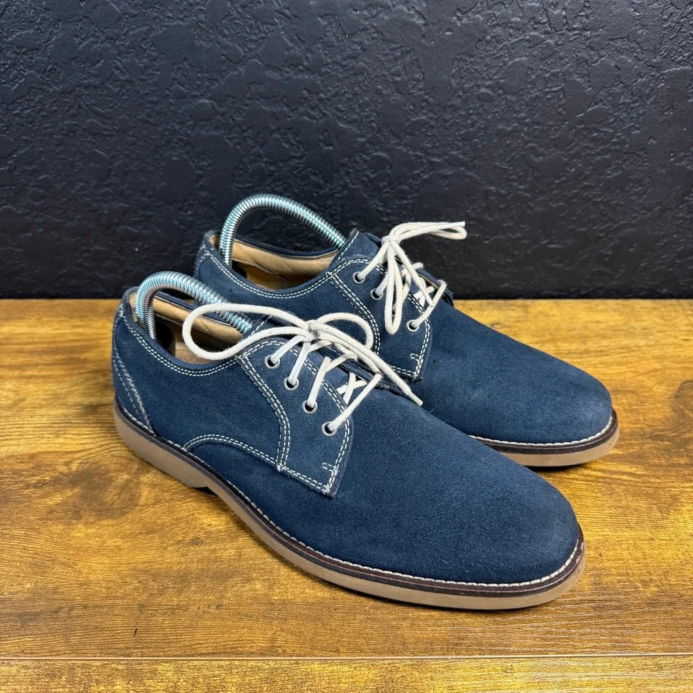 G.H. Bass Pasadena 70-10626 Navy Blue Suede Leather Oxford Shoes Mens Size‎ 7M